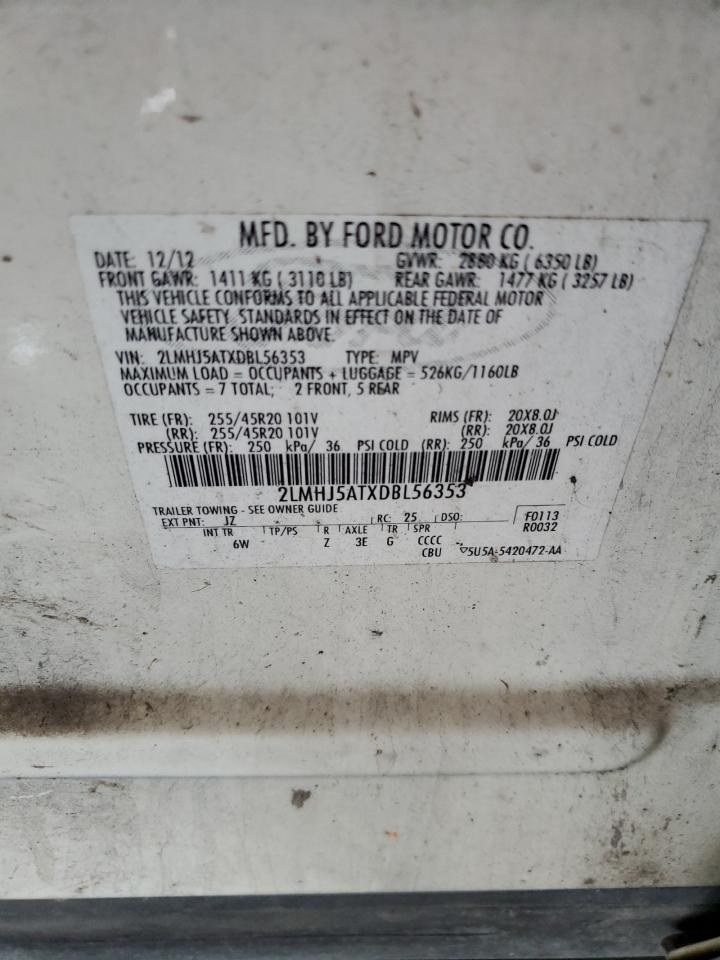 2013 Lincoln Mkt VIN: 2LMHJ5ATXDBL56353 Lot: 58681505