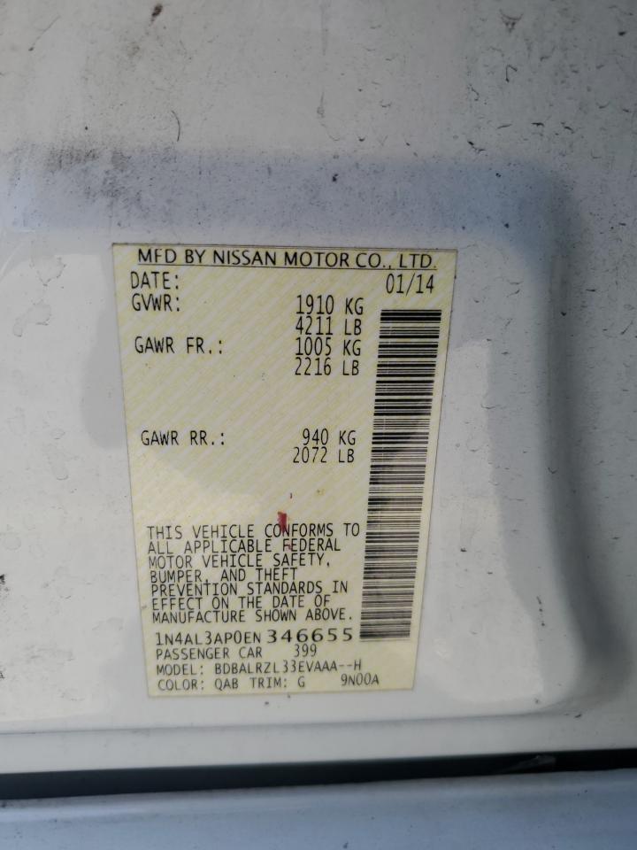2014 Nissan Altima 2.5 VIN: 1N4AL3AP0EN346655 Lot: 55686935