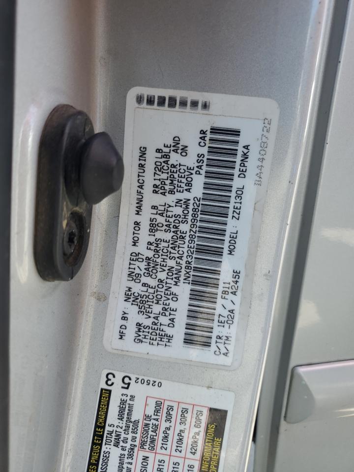 2008 Toyota Corolla Ce VIN: 1NXBR32E98Z998822 Lot: 56954235