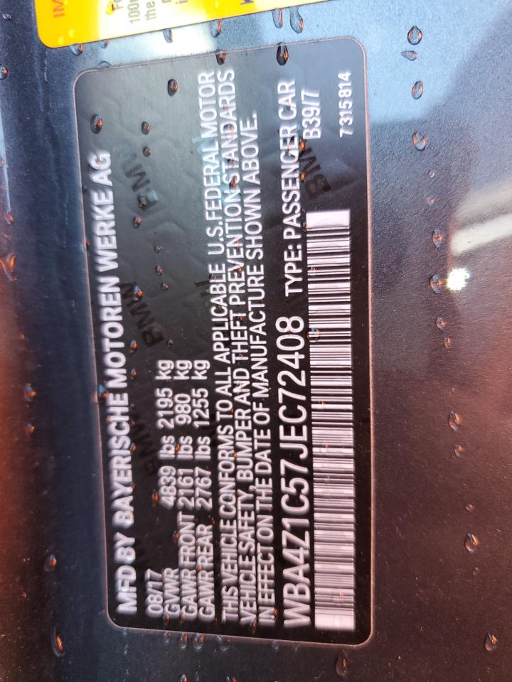 2018 BMW 430I VIN: WBA4Z1C57JEC72408 Lot: 56664565
