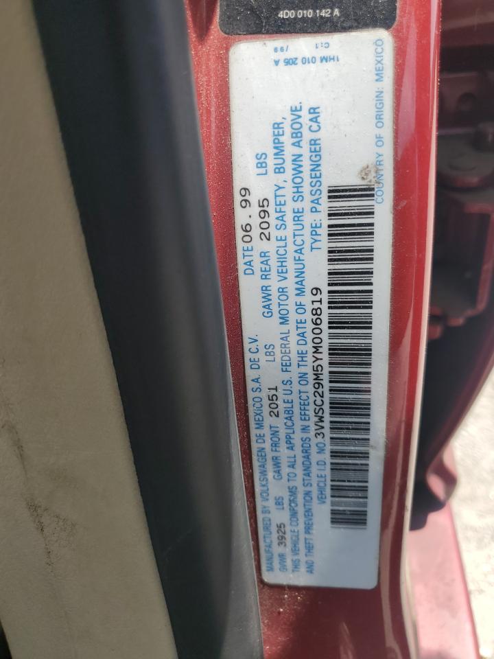 2000 Volkswagen Jetta Gls VIN: 3VWSC29M5YM006819 Lot: 56117805