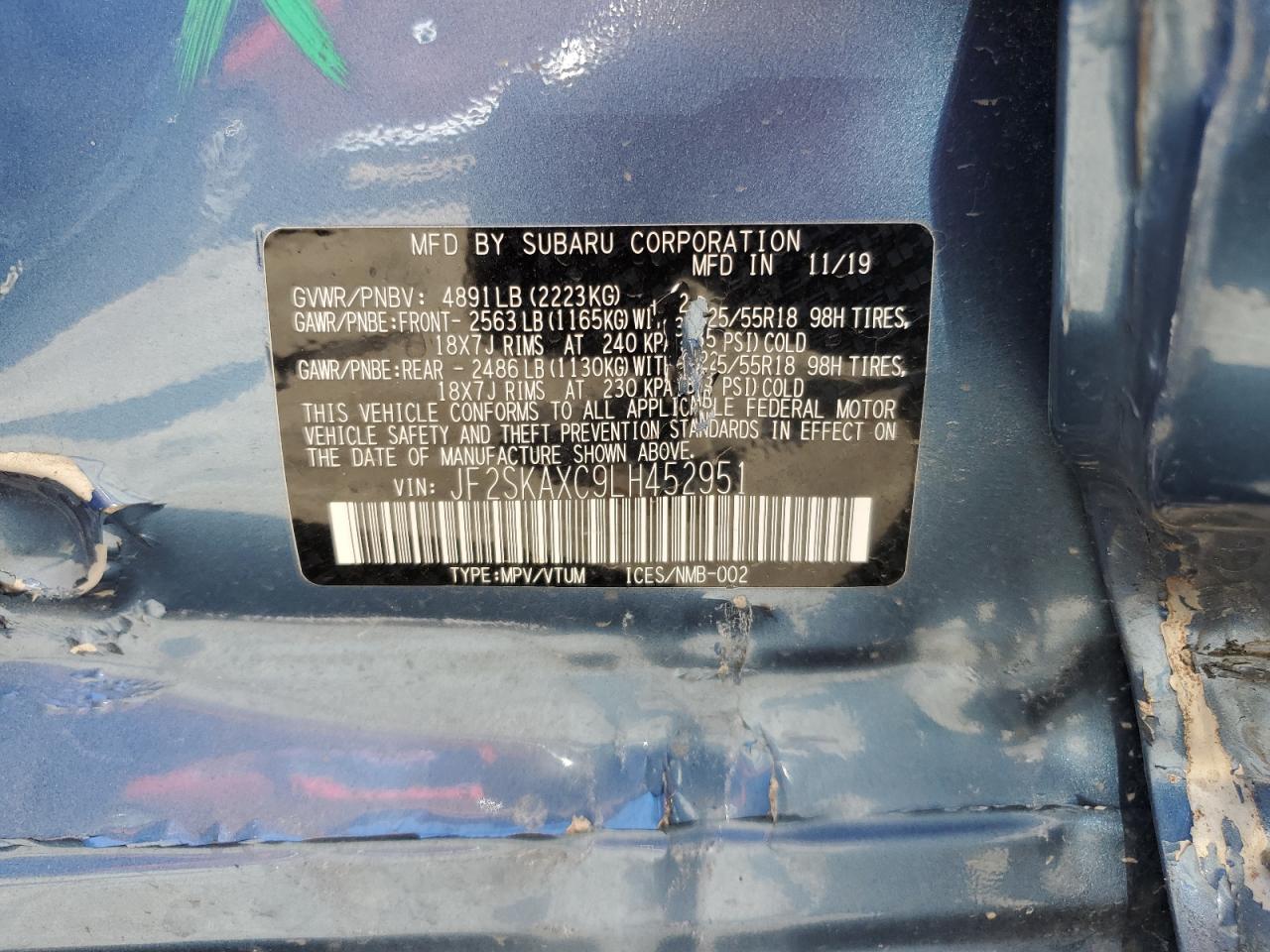 2020 Subaru Forester Touring VIN: JF2SKAXC9LH452951 Lot: 56428495