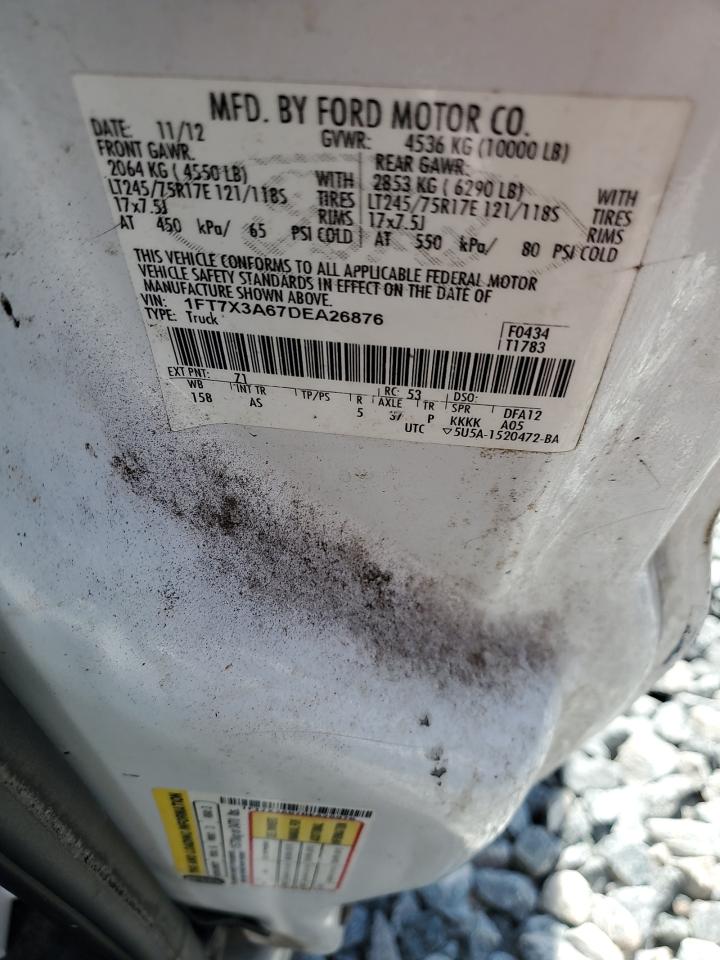 2013 Ford F350 Super Duty VIN: 1FT7X3A67DEA26876 Lot: 58742905