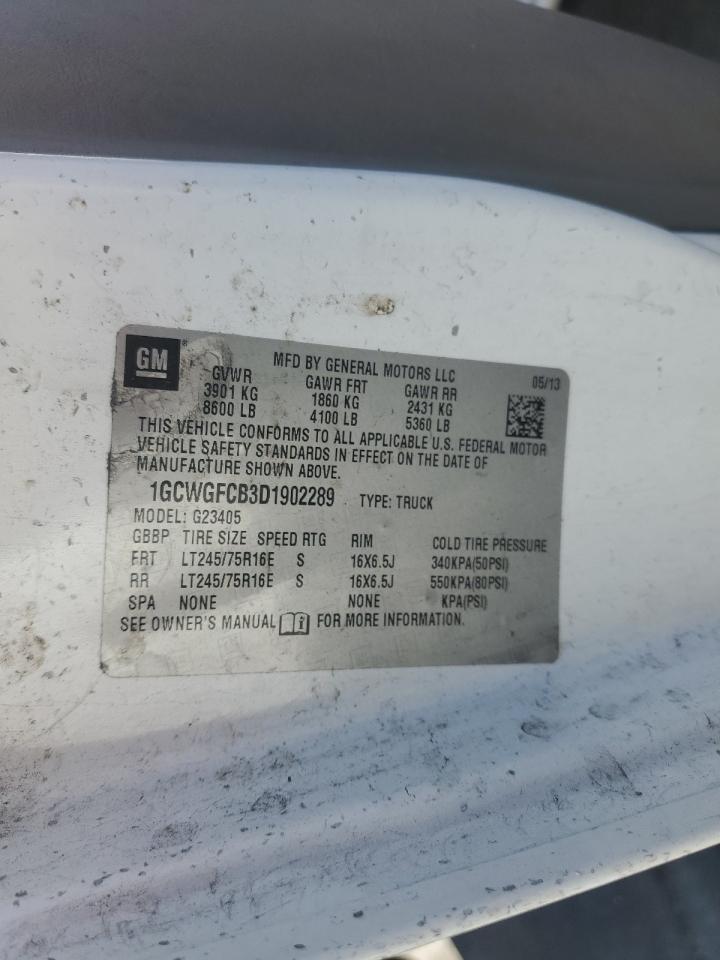 2013 Chevrolet Express G2500 VIN: 1GCWGFCB3D1902289 Lot: 56376895