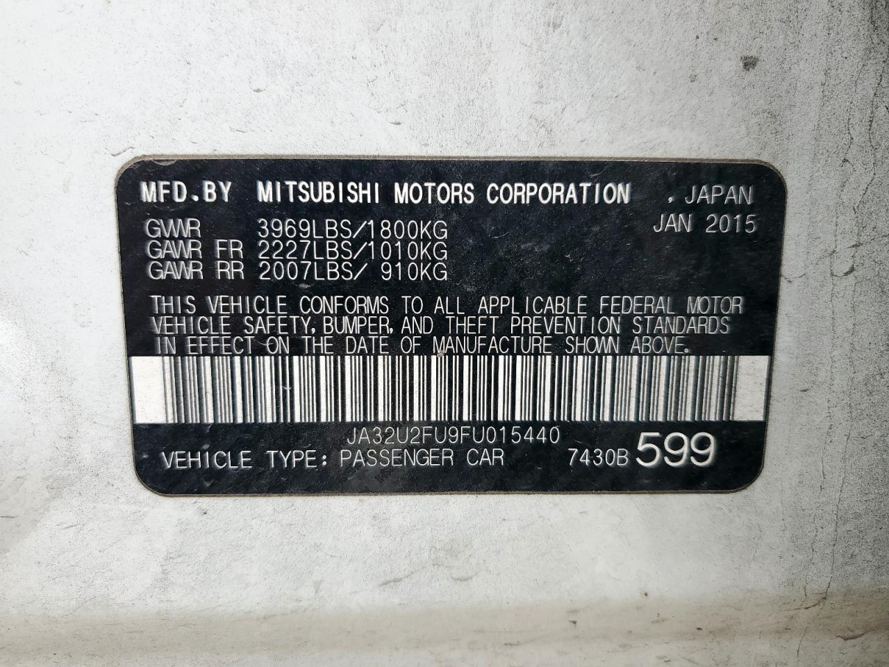 2015 Mitsubishi Lancer Es VIN: JA32U2FU9FU015440 Lot: 56788035