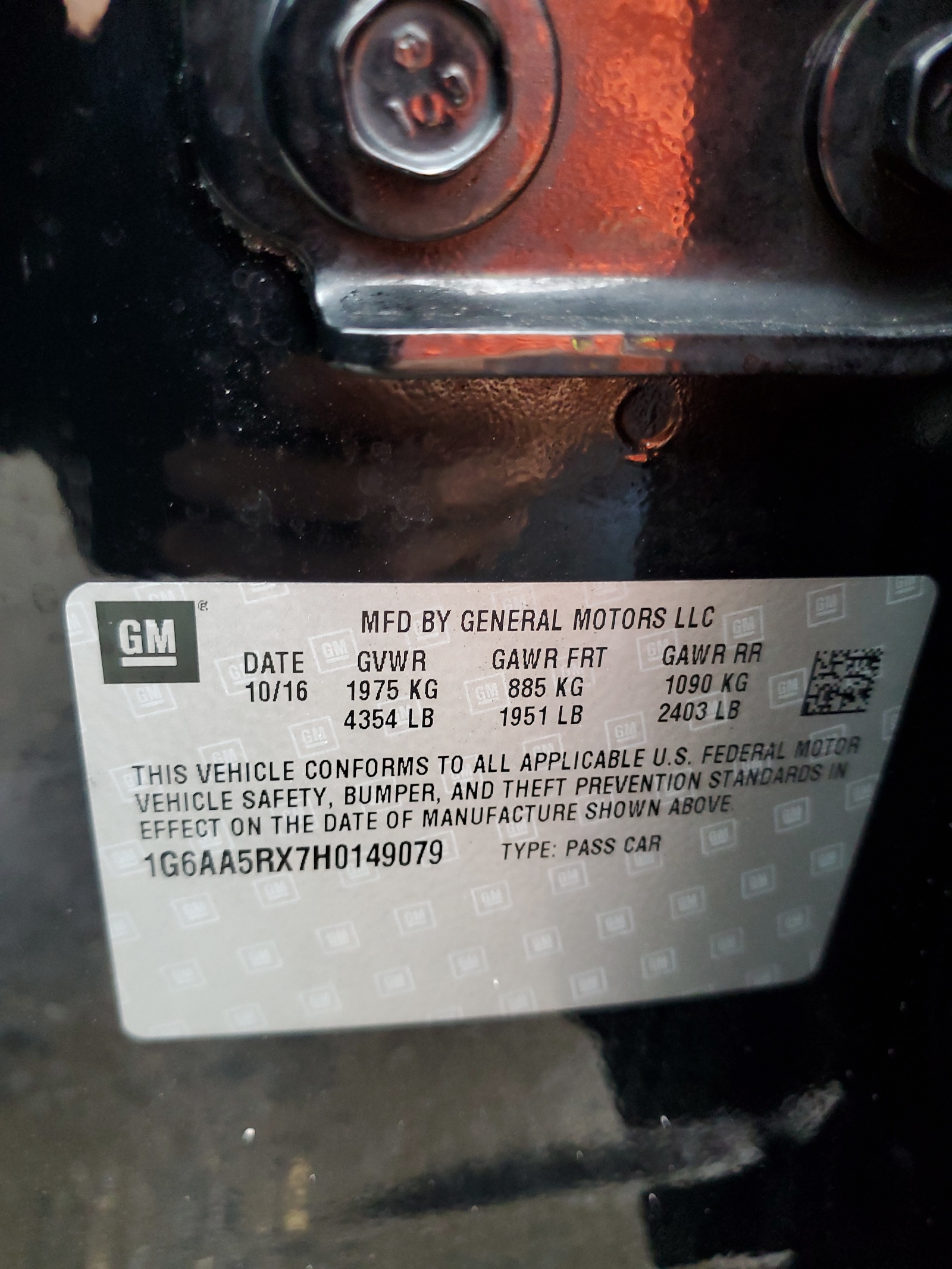 1G6AA5RX7H0149079 2017 Cadillac Ats