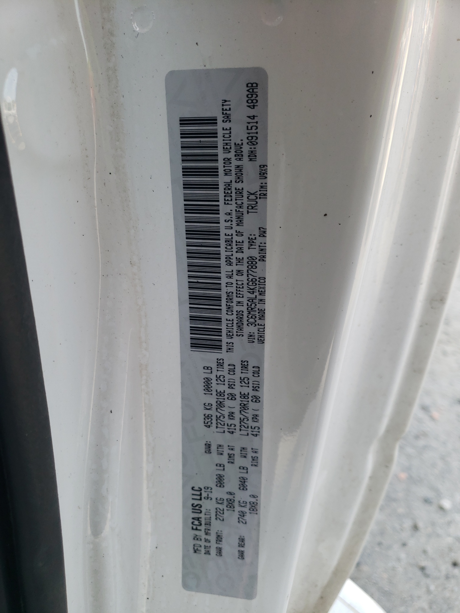 3C6MR5AL4KG677880 2019 Ram 2500 Tradesman