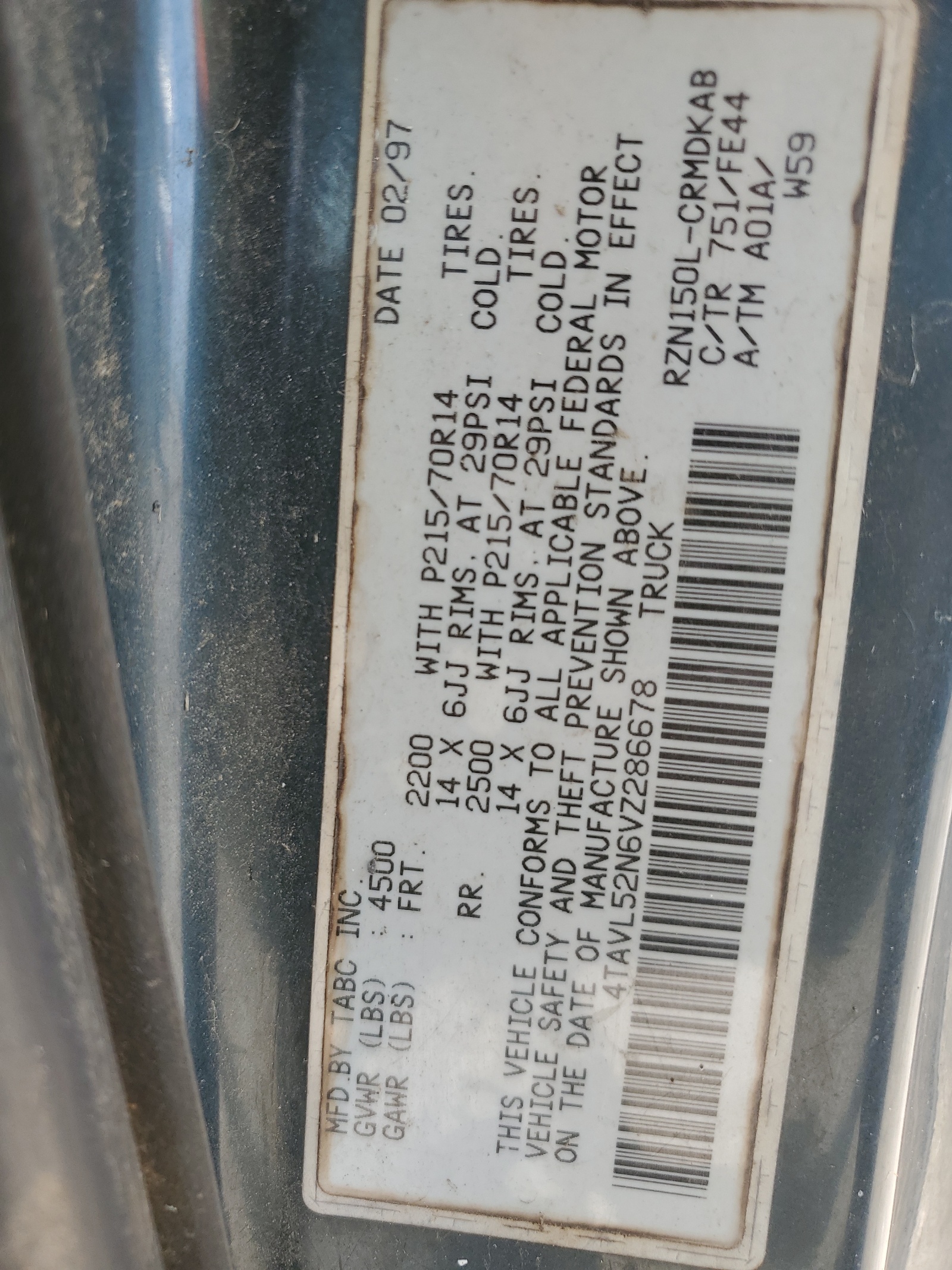 4TAVL52N6VZ286678 1997 Toyota Tacoma Xtracab