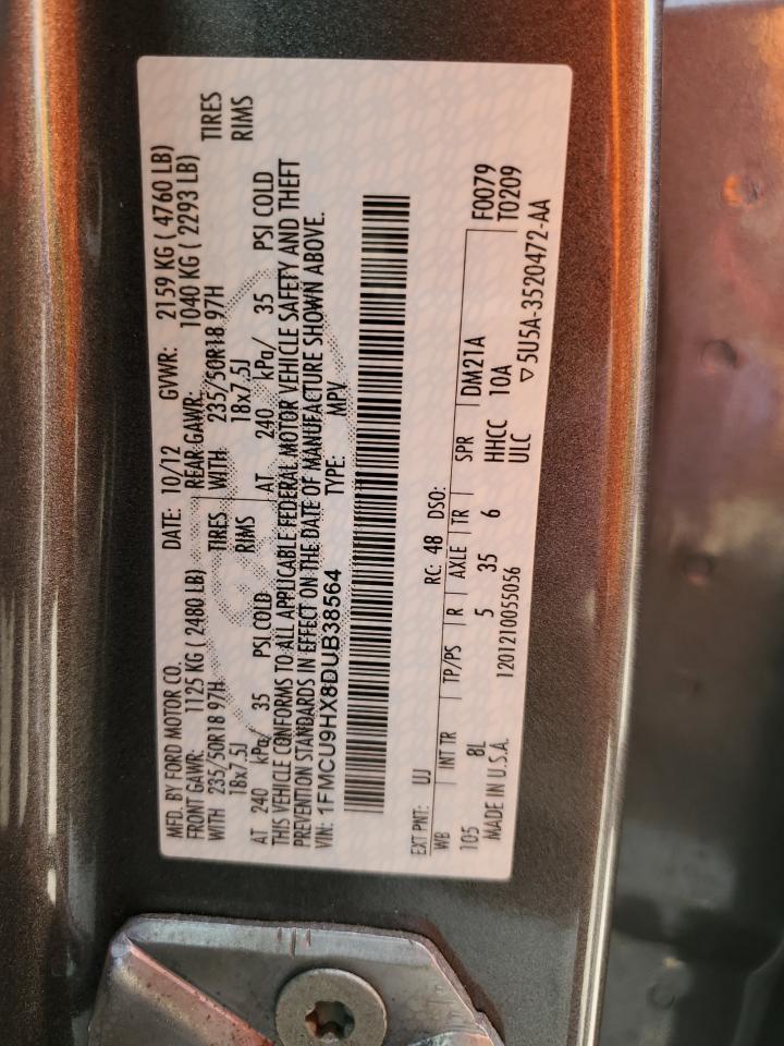 2013 Ford Escape Sel VIN: 1FMCU9HX8DUB38564 Lot: 56605313