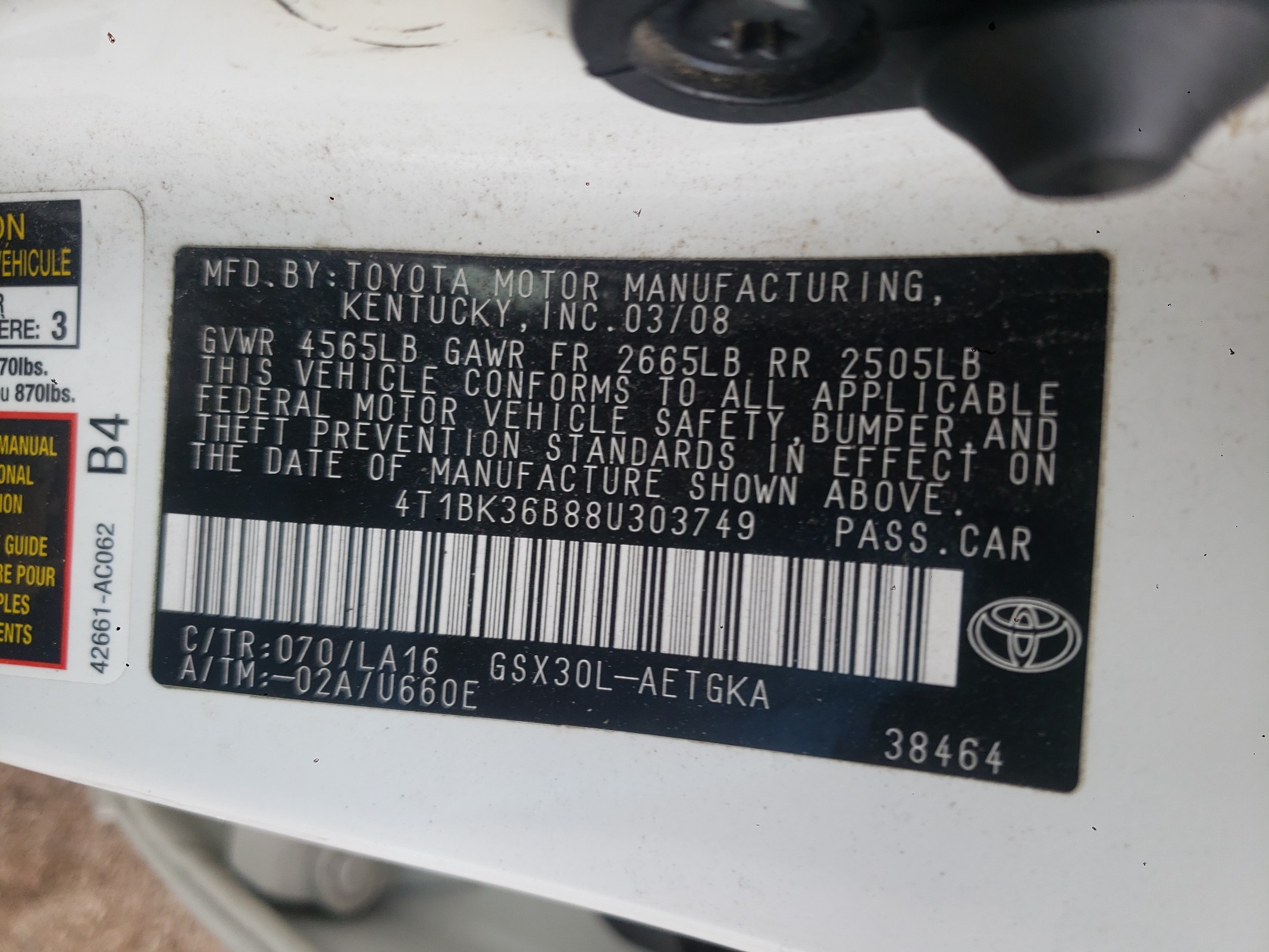 4T1BK36B88U303749 2008 Toyota Avalon Xl