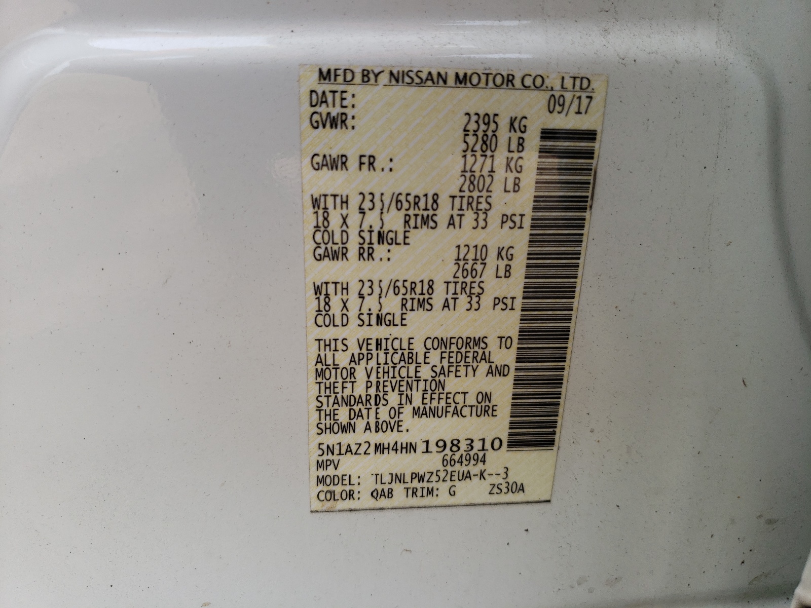 5N1AZ2MH4HN198310 2017 Nissan Murano S