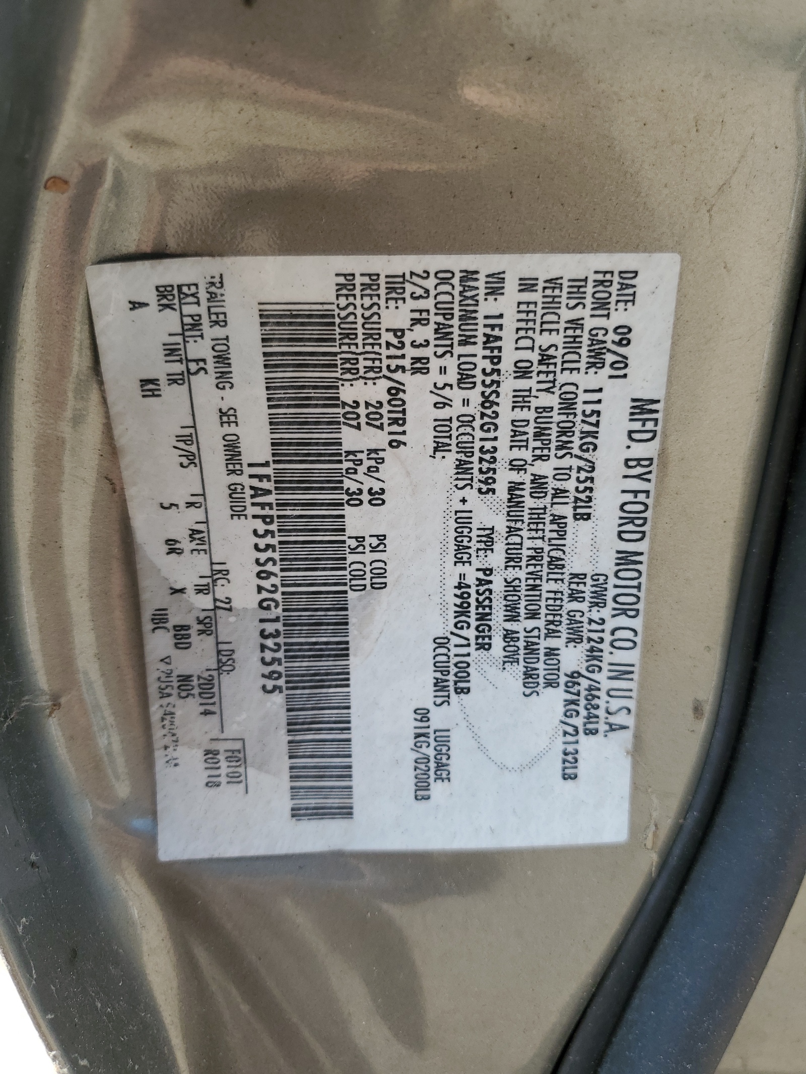 1FAFP55S62G132595 2002 Ford Taurus Ses