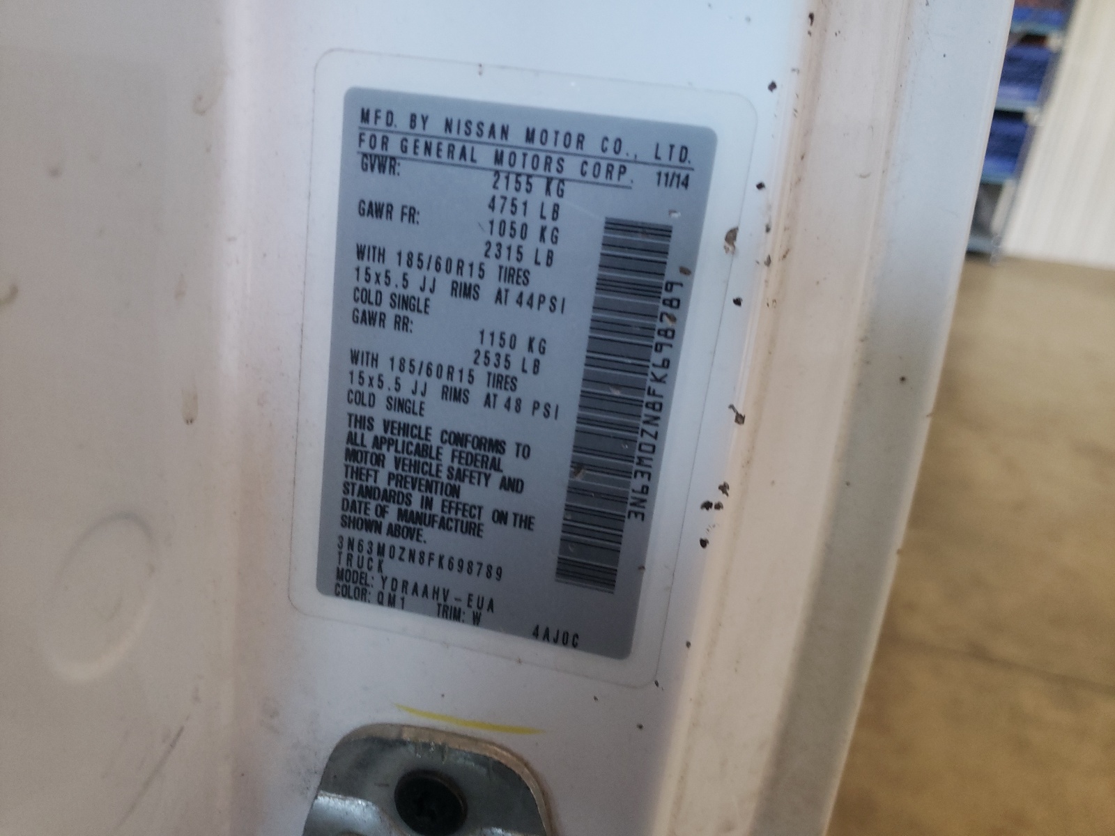 3N63M0ZN8FK698789 2015 Chevrolet City Express Lt