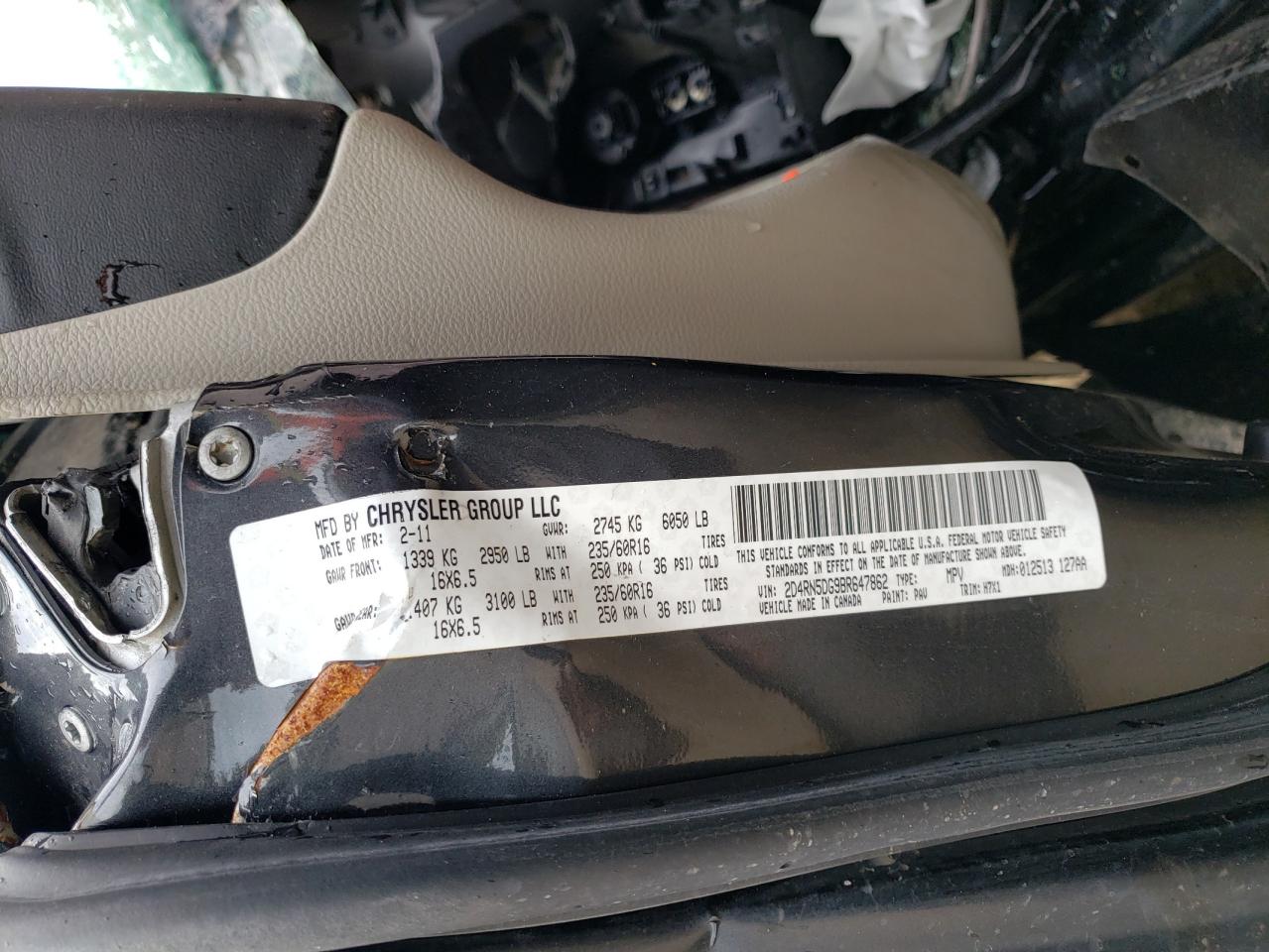 2011 Dodge Grand Caravan Crew VIN: 2D4RN5DG9BR647862 Lot: 54983173