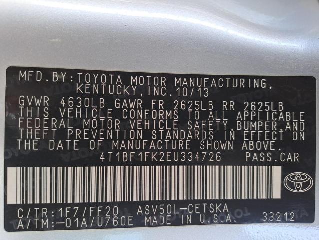 4T1BF1FK2EU334726 - 2014 TOYOTA CAMRY - #55157353
