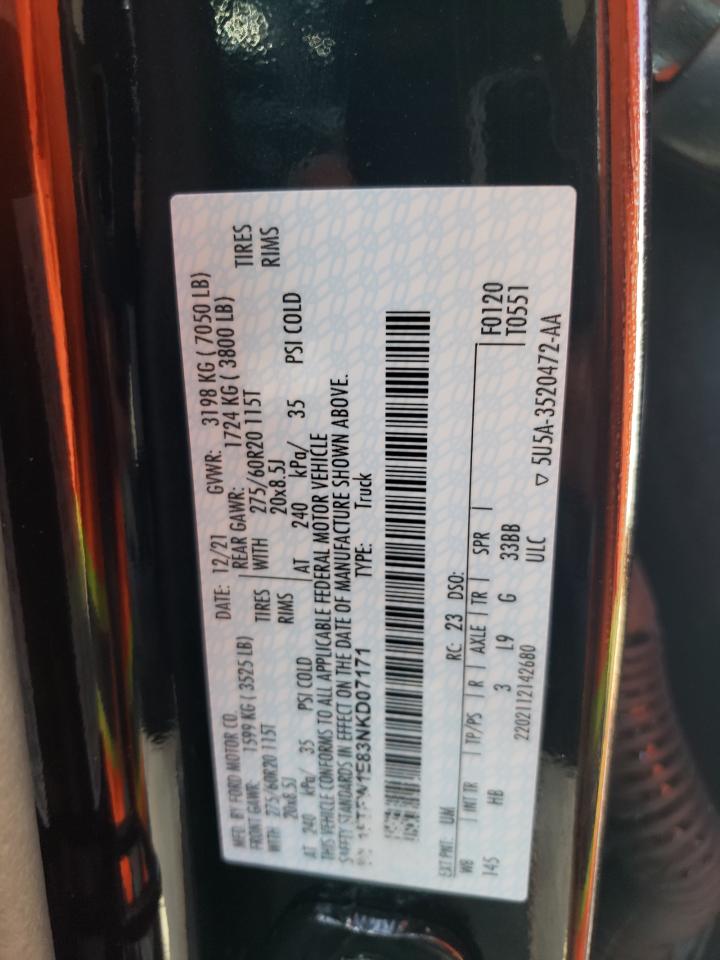 2022 Ford F150 Supercrew VIN: 1FTFW1E83NKD07171 Lot: 55794633