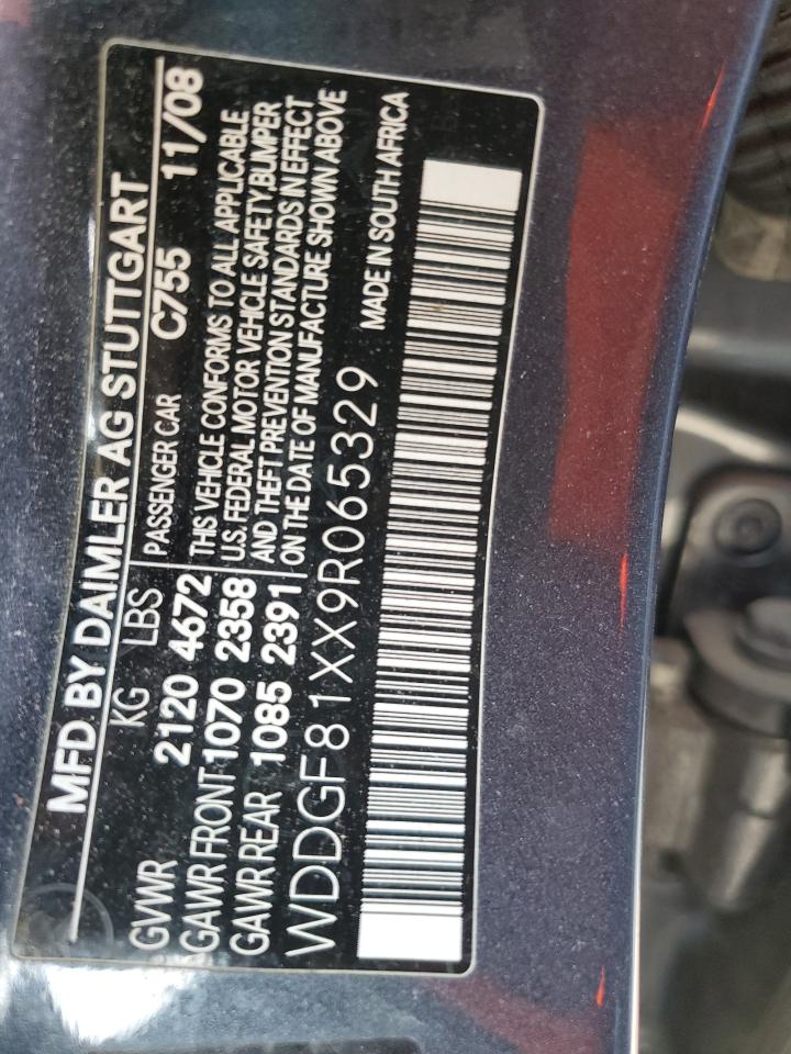 2009 Mercedes-Benz C 300 4Matic VIN: WDDGF81XX9R065329 Lot: 59423394