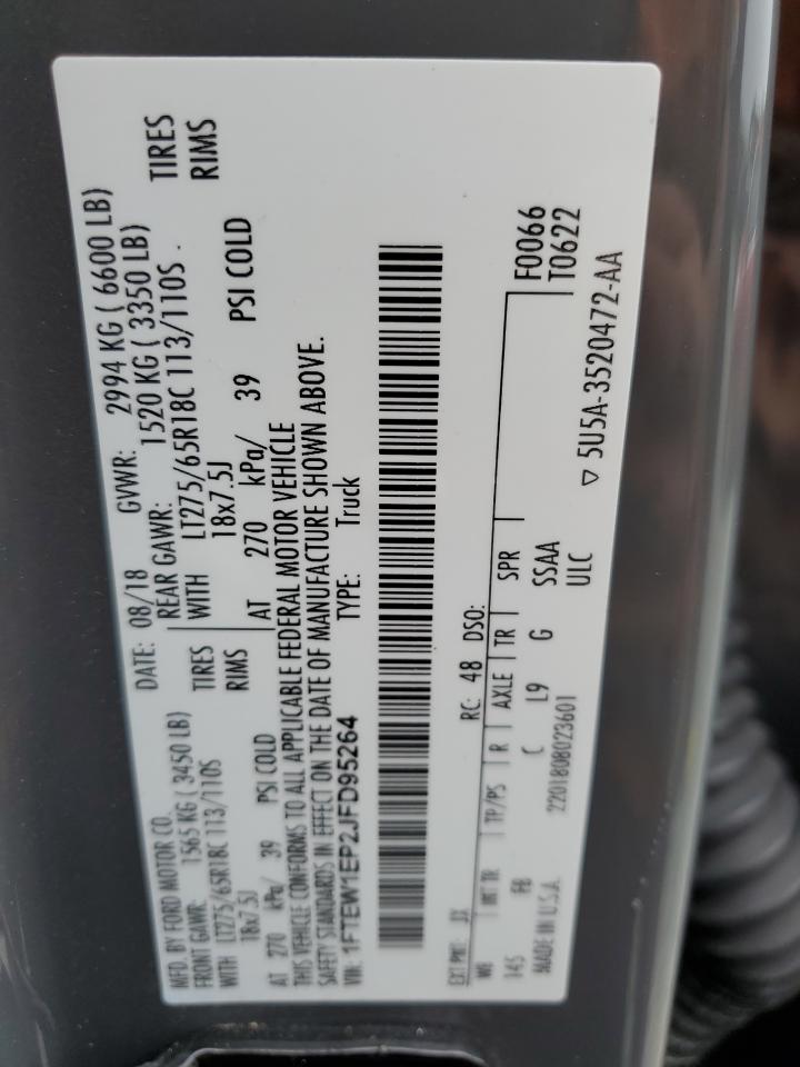 2018 Ford F150 Supercrew VIN: 1FTEW1EP2JFD95264 Lot: 70420283