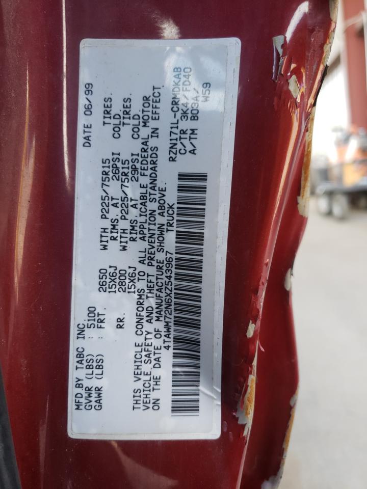 1999 Toyota Tacoma Xtracab VIN: 4TAWM72N6XZ543967 Lot: 56173303