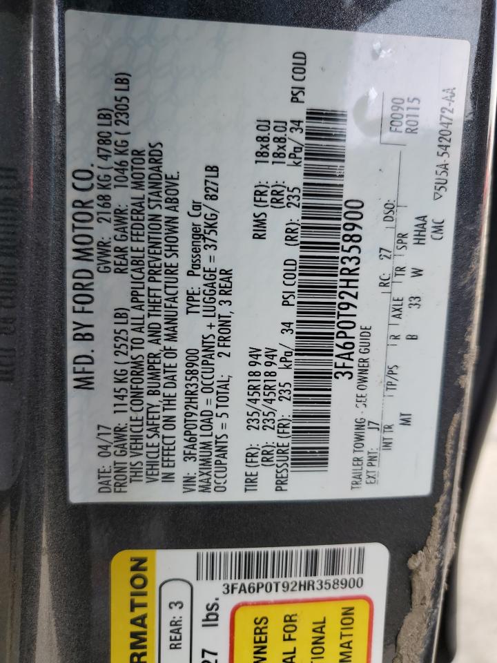 3FA6P0T92HR358900 2017 Ford Fusion Se