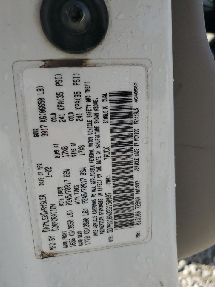 2002 Dodge Ram 1500 VIN: 3D7HA18N32G158097 Lot: 58442363