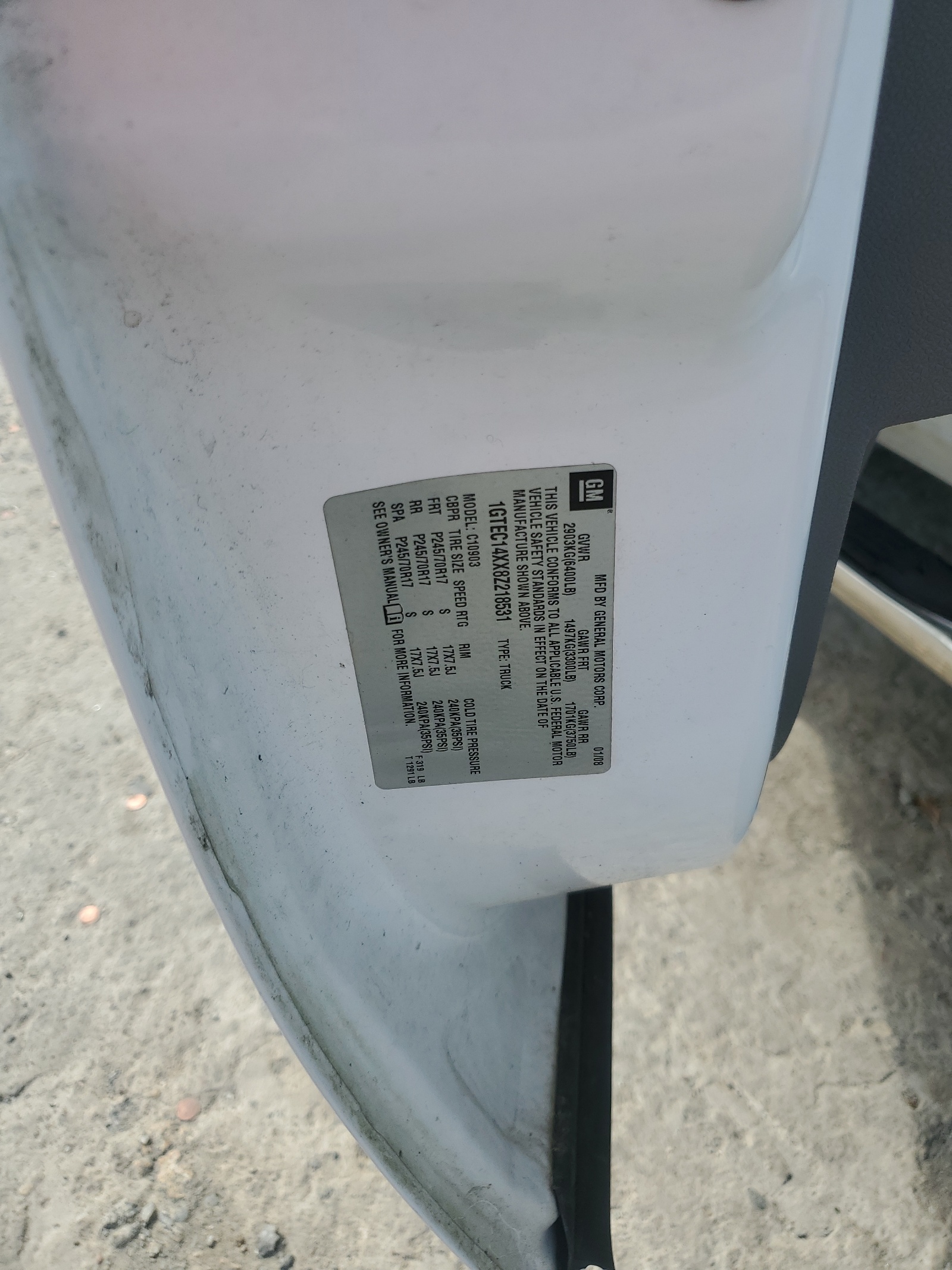 1GTEC14XX8Z218531 2008 GMC Sierra C1500