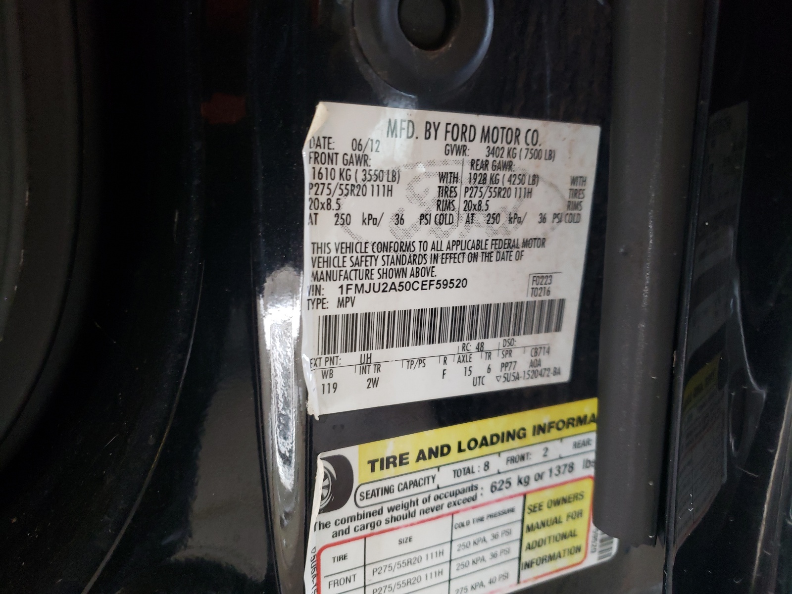 1FMJU2A50CEF59520 2012 Ford Expedition Limited