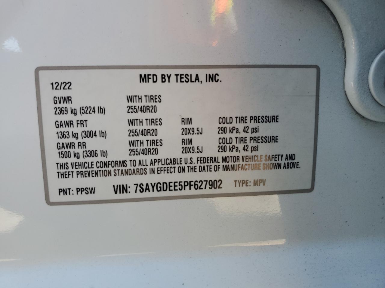 7SAYGDEE5PF627902 2023 Tesla Model Y