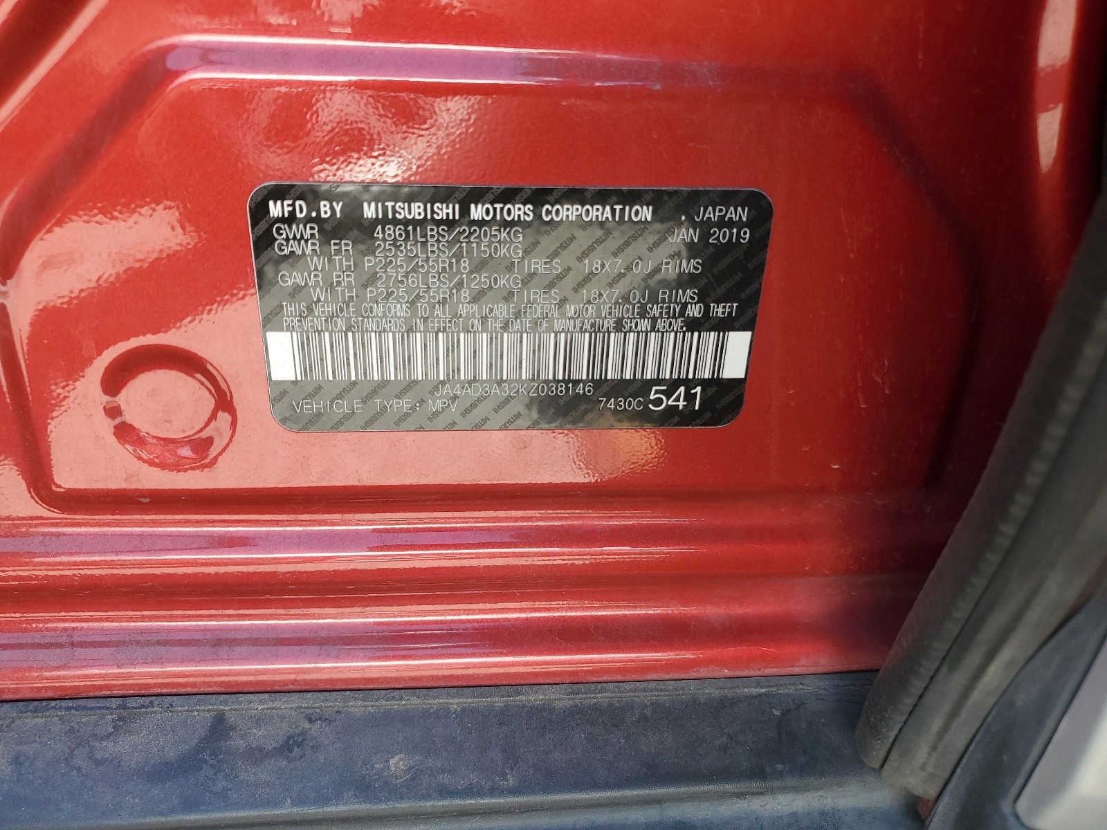 JA4AD3A32KZ038146 2019 Mitsubishi Outlander Se