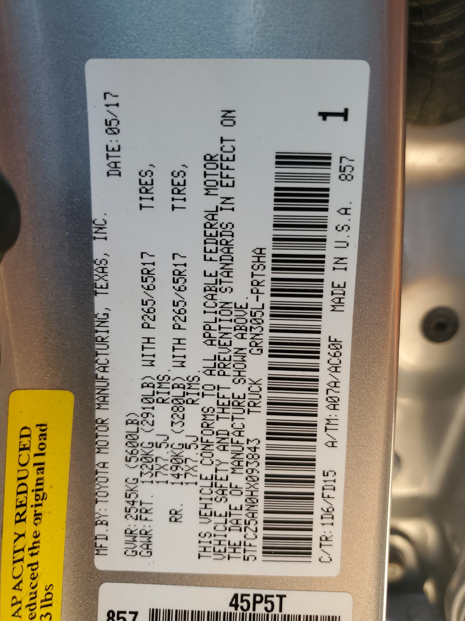 5TFCZ5AN0HX093843 2017 Toyota Tacoma Double Cab