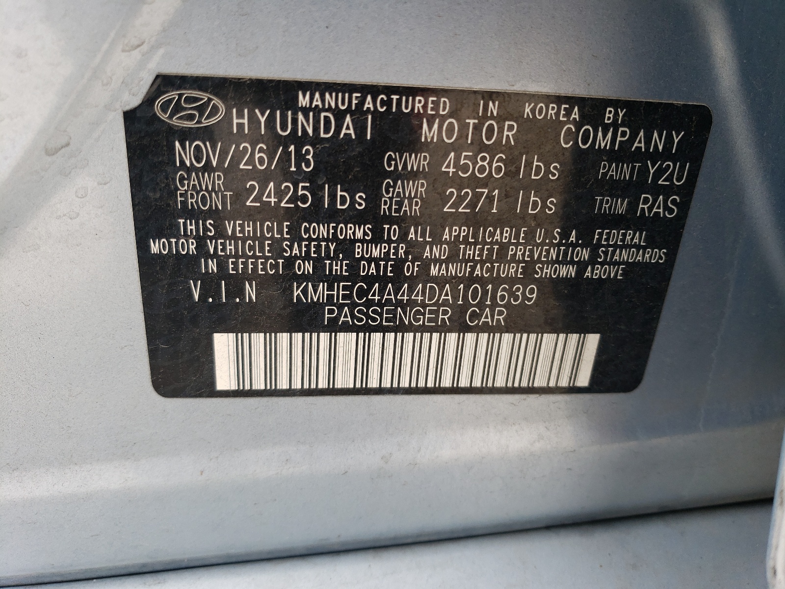 KMHEC4A44DA101639 2013 Hyundai Sonata Hybrid