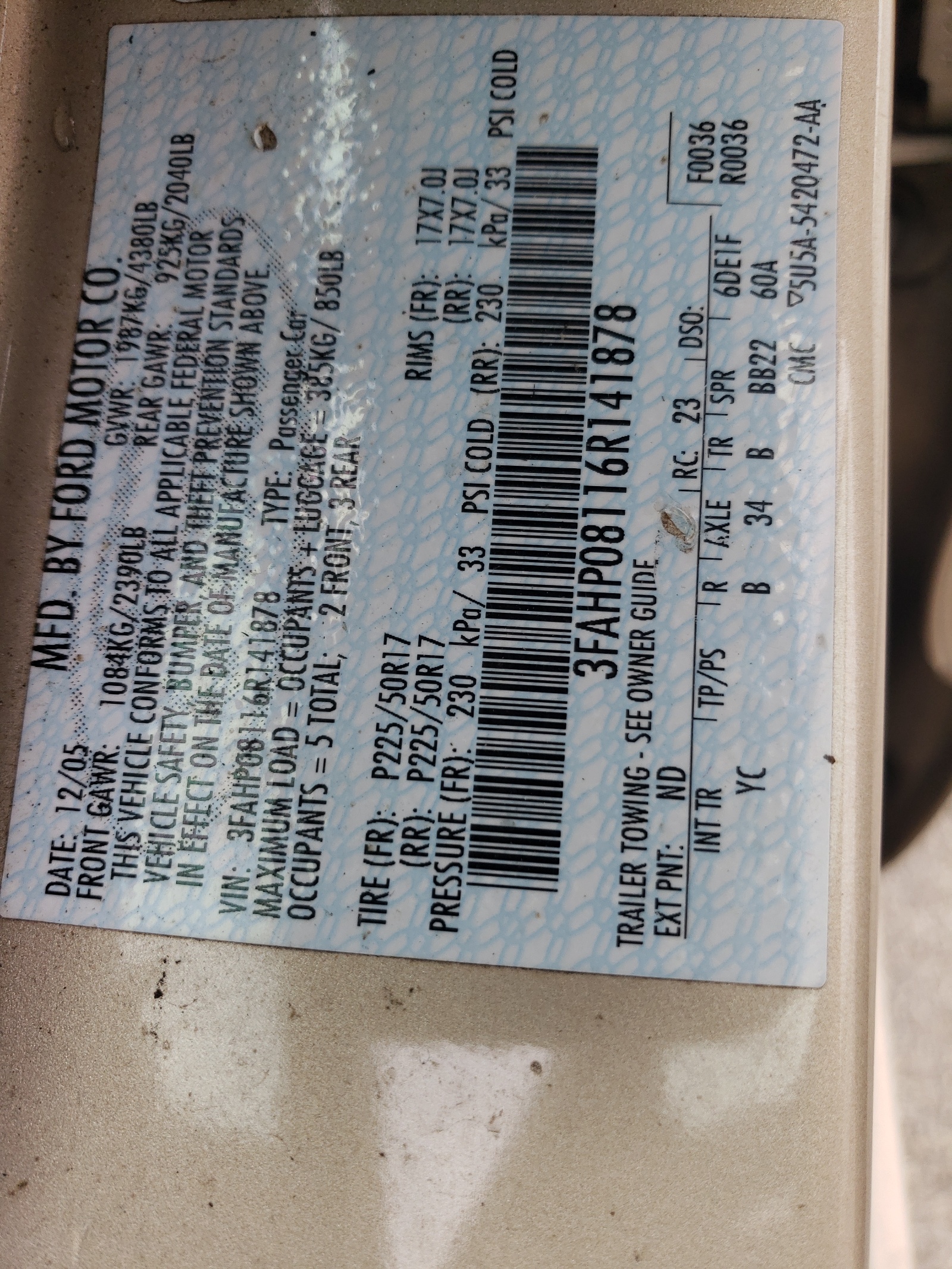 3FAHP08116R141878 2006 Ford Fusion Sel