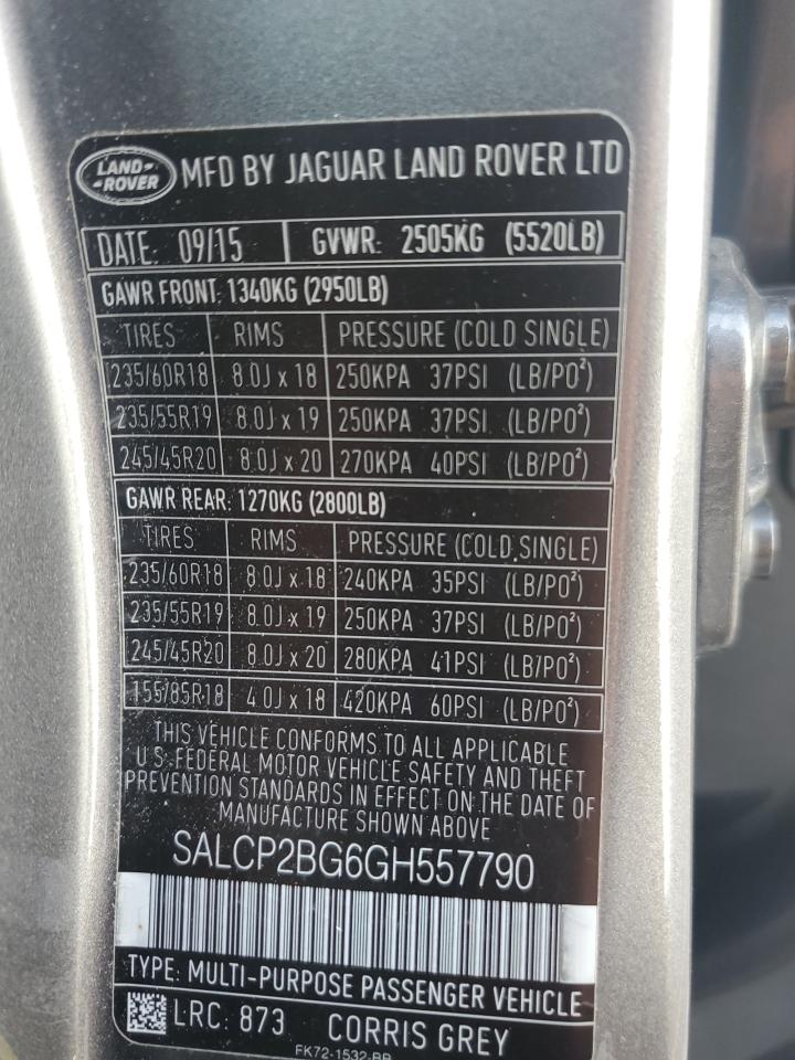 SALCP2BG6GH557790 2016 Land Rover Discovery Sport Se