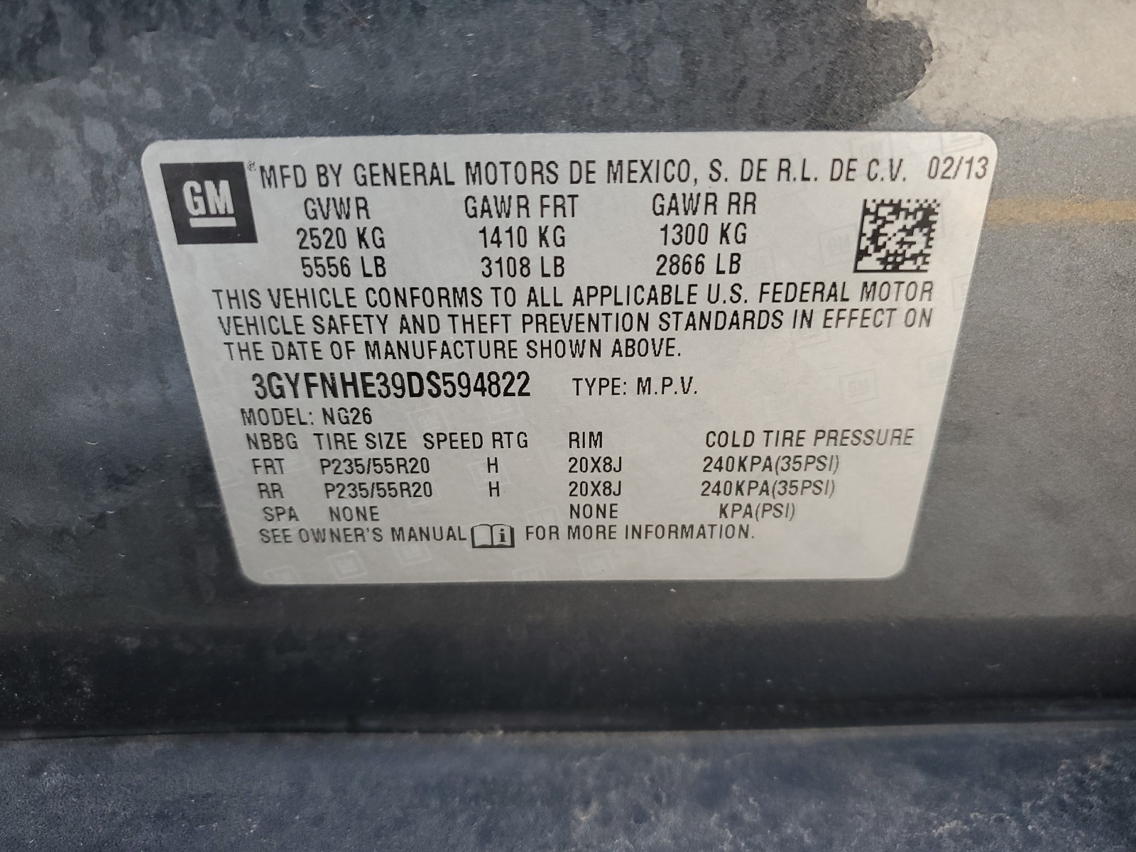 3GYFNHE39DS594822 2013 Cadillac Srx Performance Collection