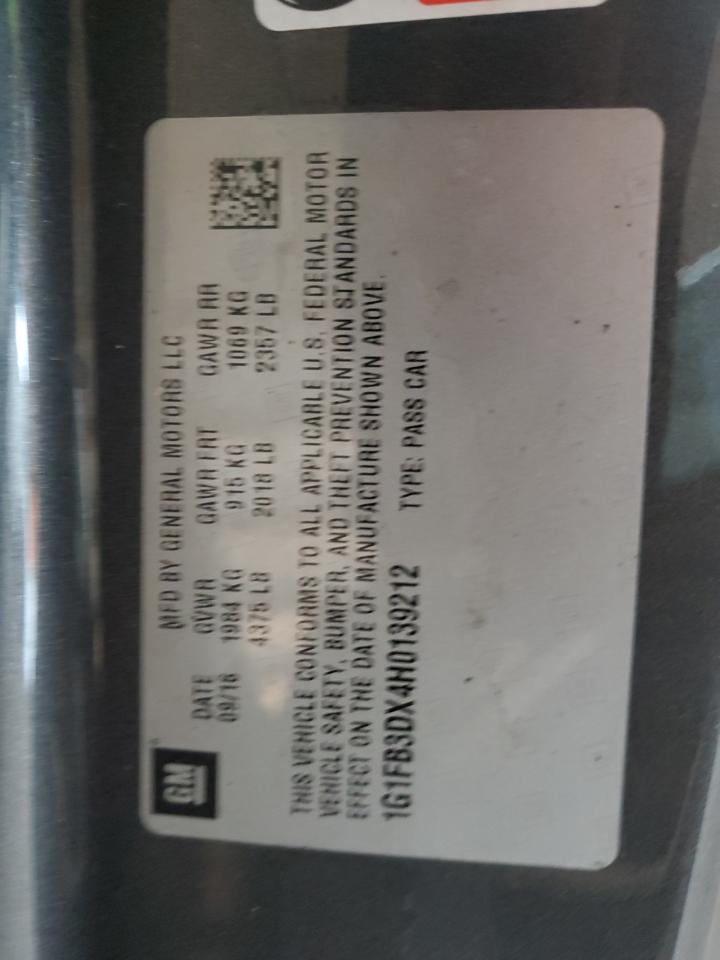 2017 Chevrolet Camaro Lt VIN: 1G1FB3DX4H0139212 Lot: 58517504