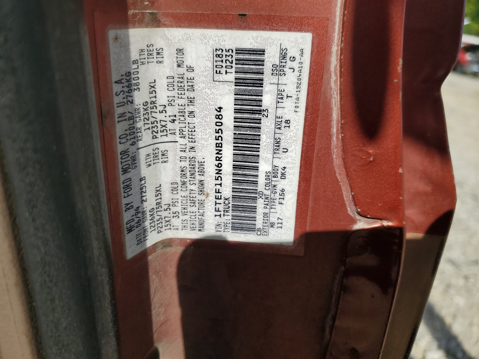 1FTEF15N6RNB55084 1994 Ford F150