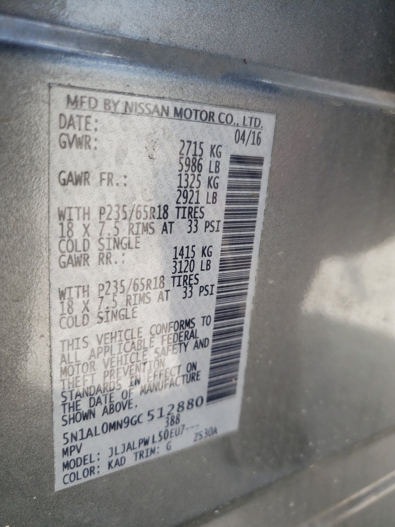 5N1AL0MN9GC512880 2016 Infiniti Qx60