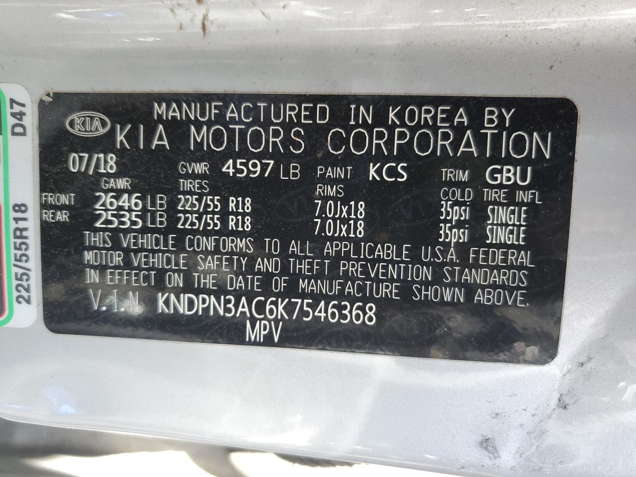 KNDPN3AC6K7546368 2019 KIA SPORTAGE - Image 12