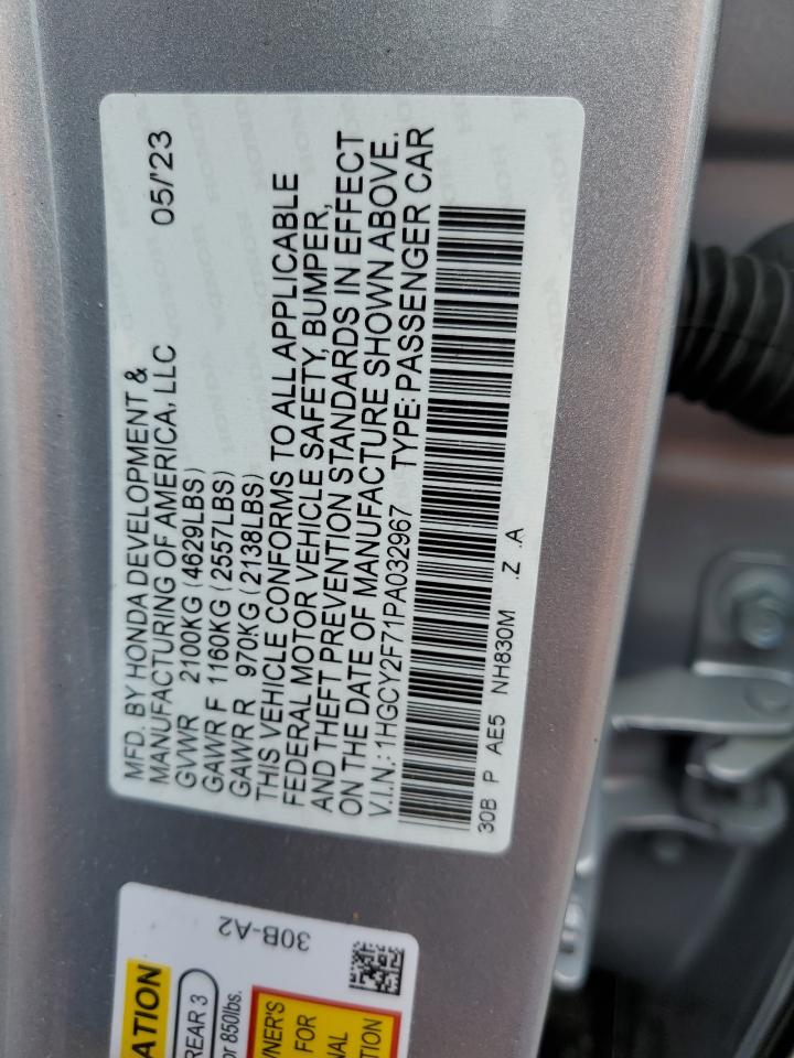 1HGCY2F71PA032967 2023 Honda Accord Hybrid Sport-L