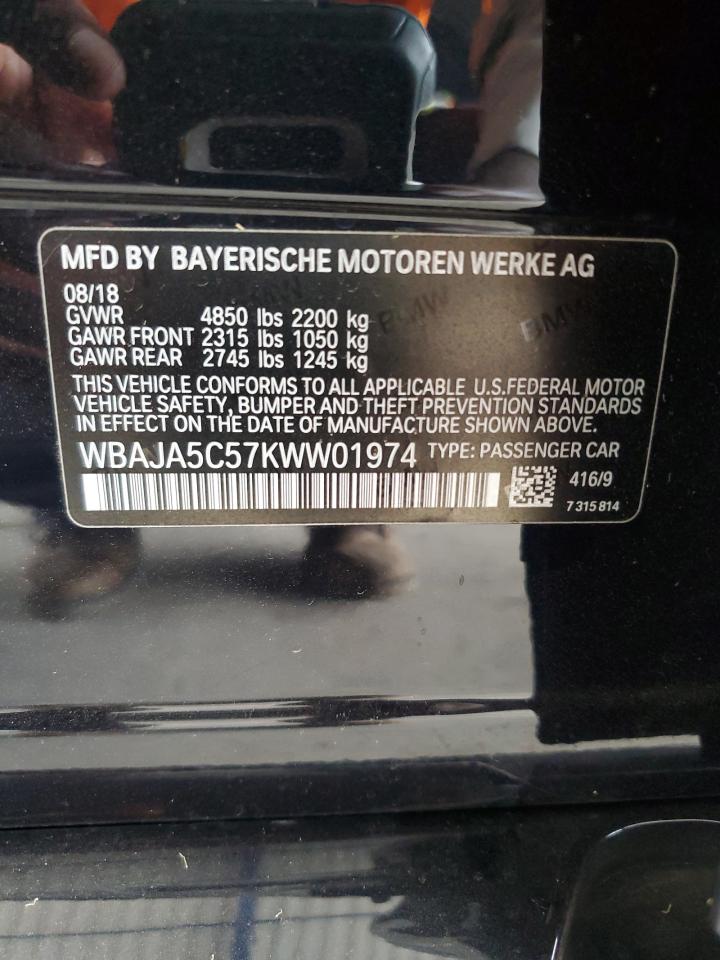 2019 BMW 530 I VIN: WBAJA5C57KWW01974 Lot: 60444234