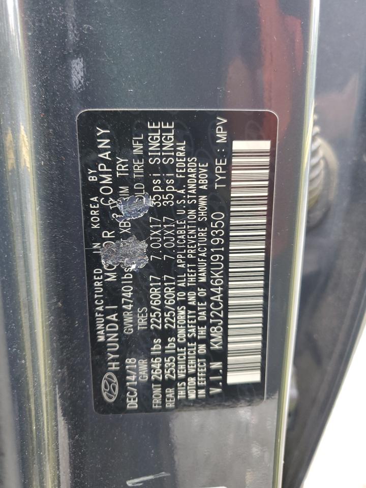 2019 Hyundai Tucson Se VIN: KM8J2CA46KU919350 Lot: 59279414