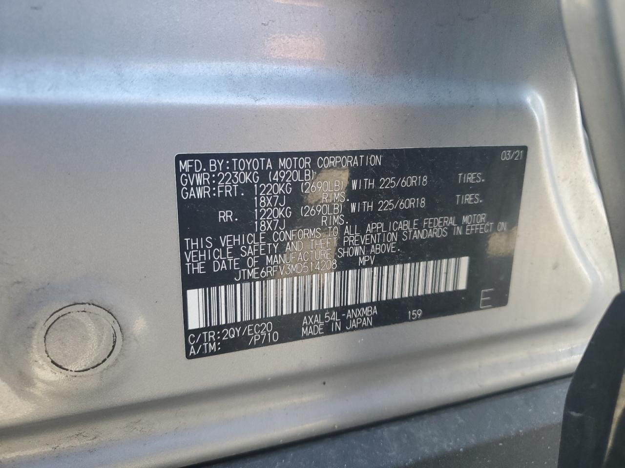 JTME6RFV3MD514208 2021 TOYOTA RAV 4 - Image 14