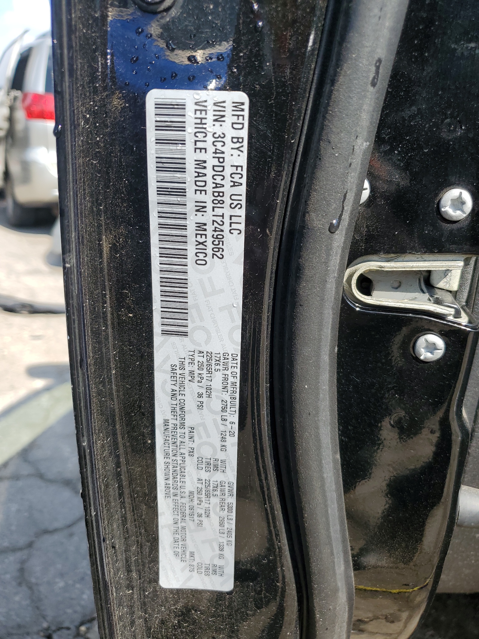 3C4PDCAB8LT249562 2020 Dodge Journey Se