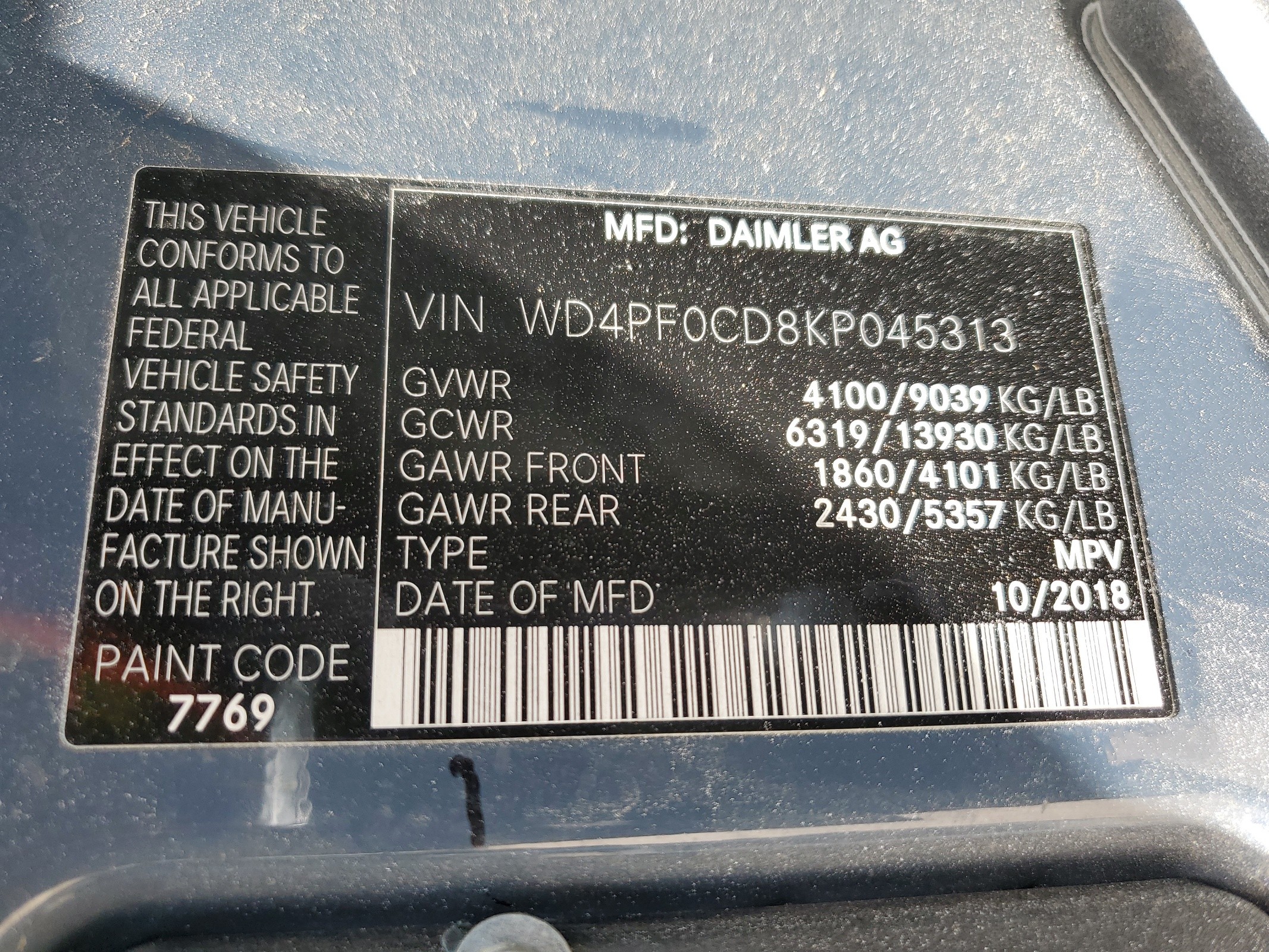 WD4PF0CD8KP045313 2019 Mercedes-Benz Sprinter 2500/3500