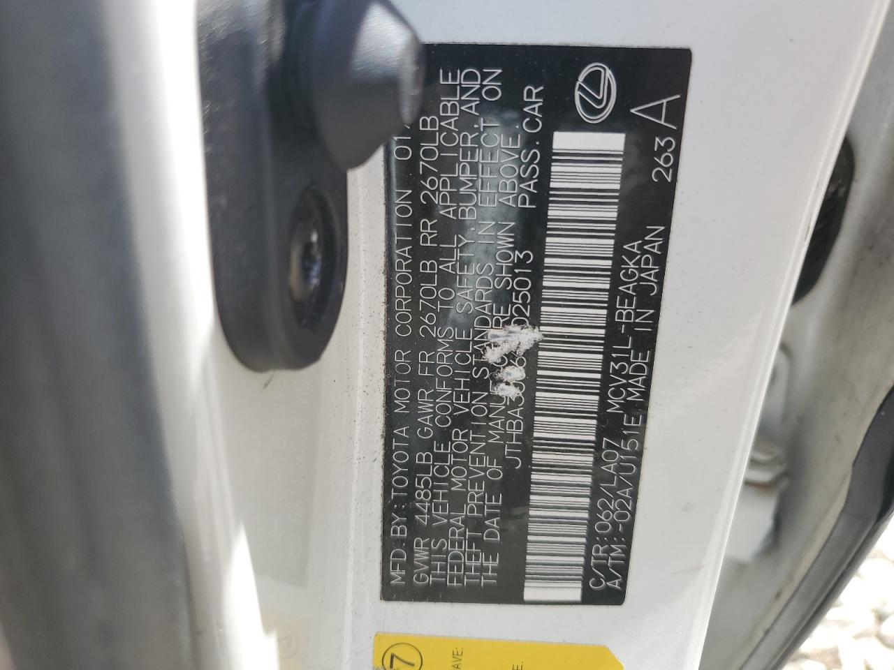 2004 Lexus Es 330 VIN: JTHBA30G645025013 Lot: 60448784