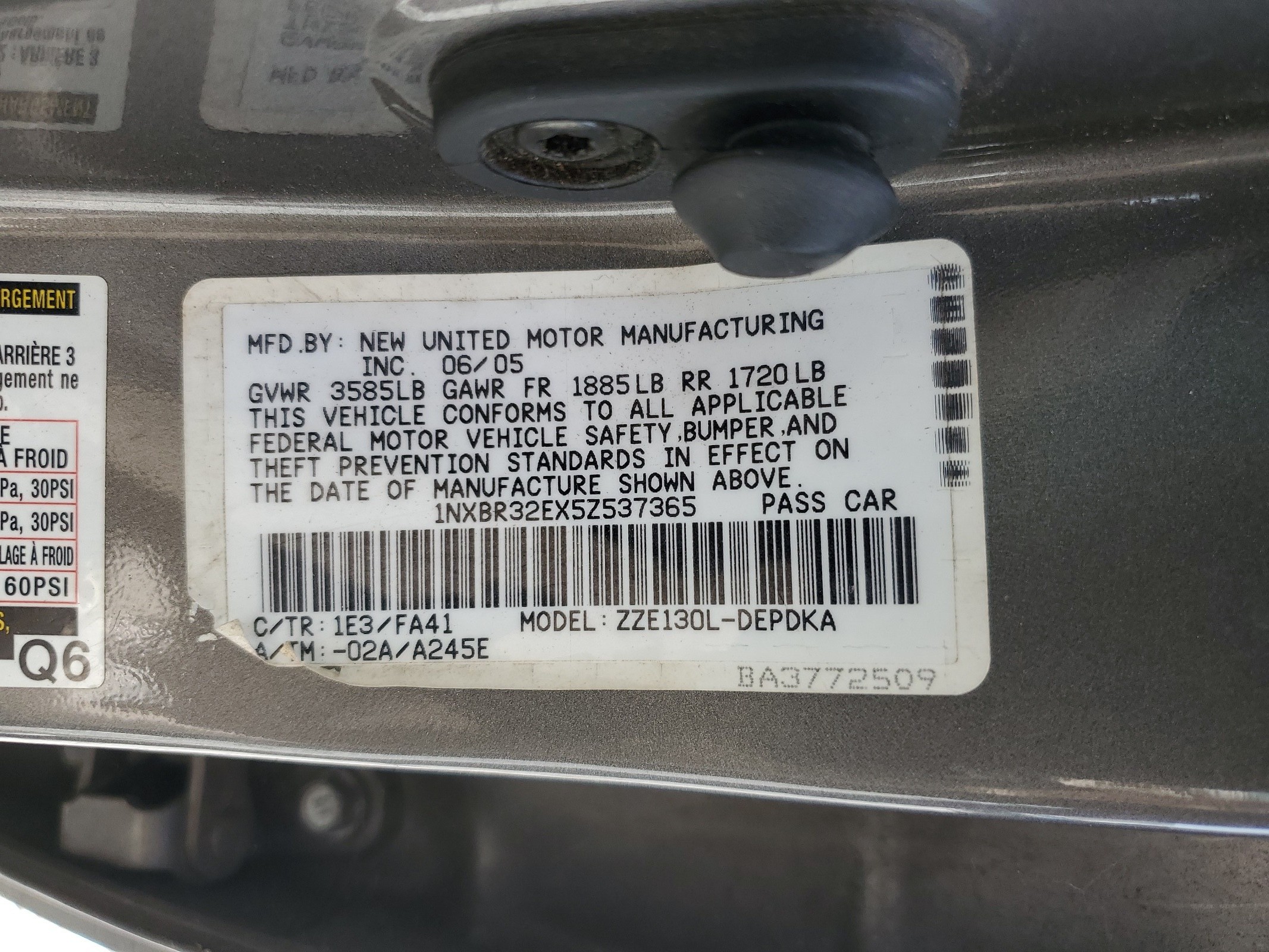 1NXBR32EX5Z537365 2005 Toyota Corolla Ce