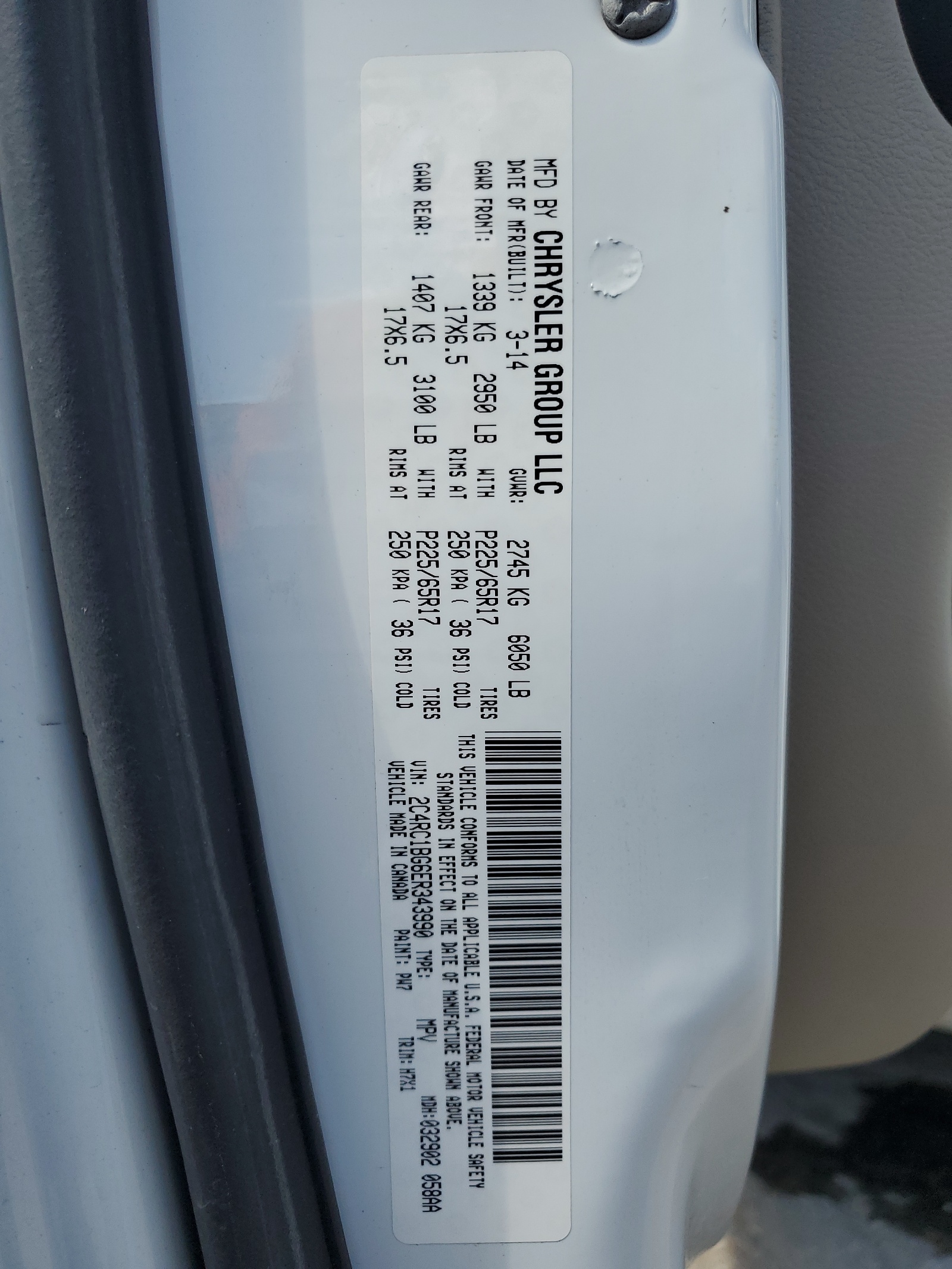 2C4RC1BG6ER343990 2014 Chrysler Town & Country Touring