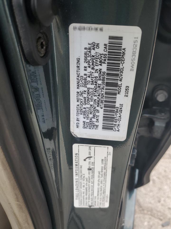 2003 Toyota Camry Le VIN: 4T1BE32K73U168656 Lot: 60588214