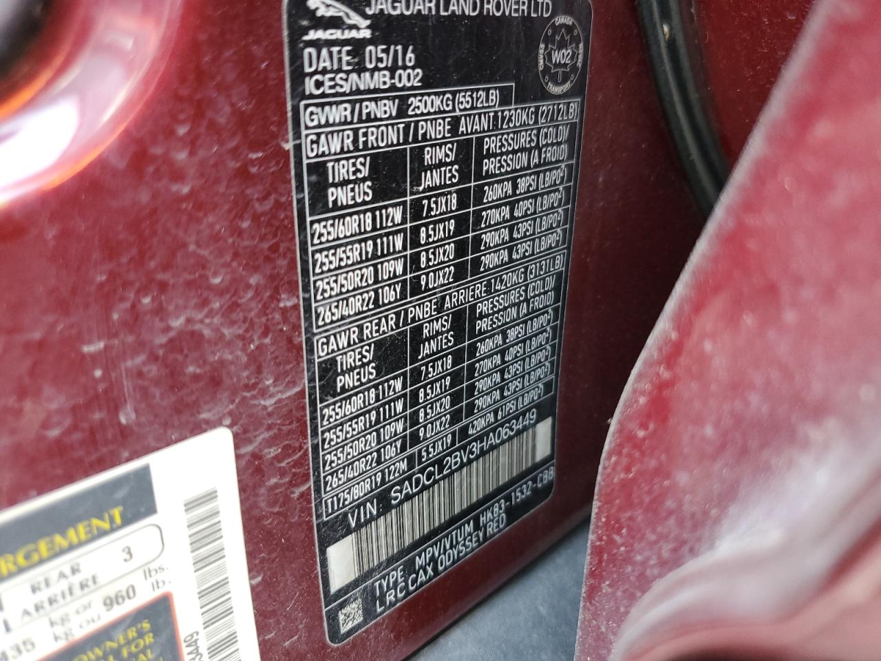 2017 Jaguar F-Pace R - Sport VIN: SADCL2BV3HA063449 Lot: 61420114