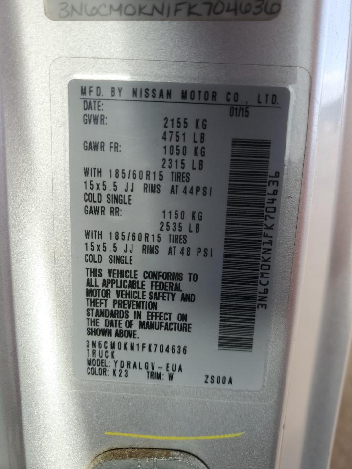 2015 Nissan Nv200 2.5S VIN: 3N6CM0KN1FK704636 Lot: 59546614